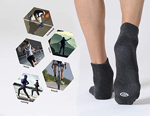 Celersport 6 Pack Men's Ankle Socks With Cushion, Sport Athletic Running Socks, 3 Dark Gray + 3 Gray, Large #TOP5