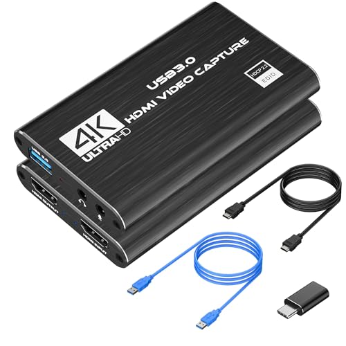 VIXLW 4K HDMI Capture Card for Streaming,Audio Video Capture Card PS5,Full HD 1080P 60FPS USB 3.0...