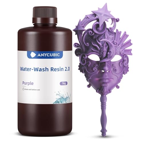 ANYCUBIC Water-Wash Resin 2.0, Resina para Impresoras 3D, Resina 3D de Alta Precisión de 405nm, Resina de Baja Contracción para Impresoras 3D de Resina DLP con Capacidad 4K/8K/12K LCD (Púrpura, 1000g)