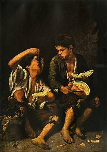 Tableau toile Murillo Garçons mangeant des fruits déco salon 60x90cm