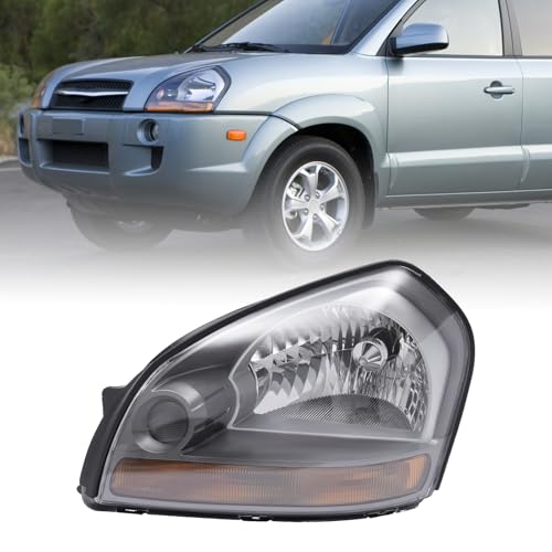 Tsomony - For 2005 2006 2007 2008 2009 Hyundai Tucson Halogen Headlight Headlamp Gray Housing Clear Lens (Left Driver Side)