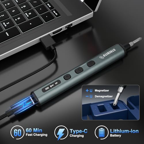 Image of STREBITO Mini Electric Screwdriver Set, 67 in 1 Electric Precision Screwdriver - 50 S2 Magnetic Bits, 5 Torque Settings, 4 LED Lights, Electric Screwdriver Kit for PC Phone Laptop Camera Electronics