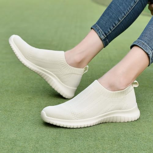 Image of konhill Womens Slip On Sneakers Lightweight Knit Walking Shoes