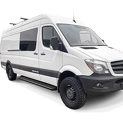 APS Premium Running Boards 6in Black Compatible with Dodge Mercedes-Benz Sprinter 10-26