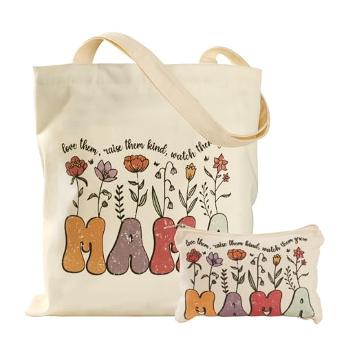 VADOO Canvas Tote Bag - with Zipper & Small Pouch for Women, Gifts for Mom Birthday, Mother's Day,...
