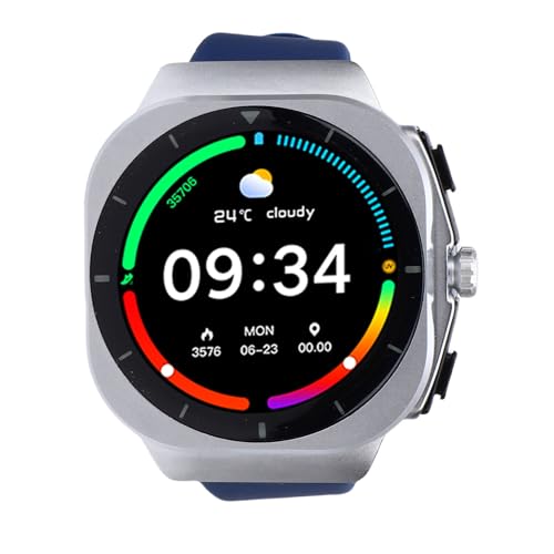 Plyisty Orologio Intelligente All'aperto, Risoluzione da 1,46 Pollici 360x360, Chiamata, Tracker di Fitness del Sonno Sportivo per la Corsa di Yoga in Arrampicata, Fino a 100 modalità (Blue)