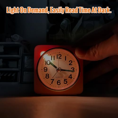 Image of Lamisola Ultra Small Battery Analog Travel Alarm Clock, Retro Bedside Desk Clocks for Bedrooms, Vintage Home Decor for Bathroom Kichen Office Room,Orange
