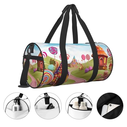Travel Duffel Bag Sports Gym Bag With Shoes Compartment,Lightweight Overnight Weekender Bag Candy Beautiful Land Yoga Gym Sports Bag For Men Women4