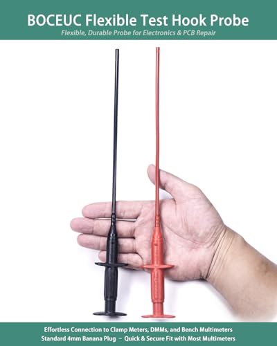 BOCEUC 11.6\" Extra Long Test Hook Clips with 4mm Banana Socket – Flexible Silicone Electrical Probes, CAT III 1000V / CAT IV 600V Voltage Rated - Thumbnail 7