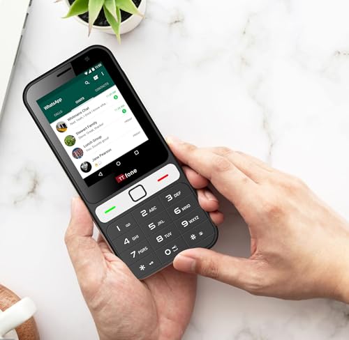TTfone TT280 – Telefon 4G Dual SIM Single mit Android, 2,8 Zoll Touchscreen, Tastatur, 2 MP Kamera, USB-C – Handy entsperrt, einfach zu bedienen (mit USB-Kabel)