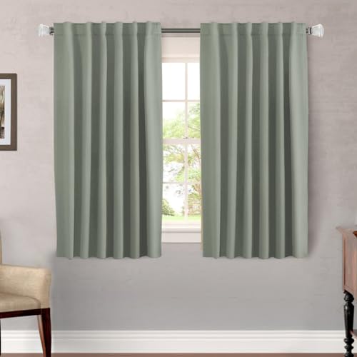 Image of H.VERSAILTEX Blackout Curtains Thermal Insulated Window Treatment Panels Room Darkening Blackout Drapes for Living Room Back Tab /Rod Pocket Bedroom Draperies (2 Panels, Sea Grass, 52 x 54 Inch)
