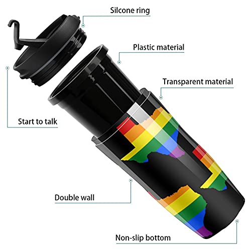 Texas Map LGBT - Vaso de viaje con tapa de plástico con doble pared aislada con diseño de patrón de impresión - Imagen 4