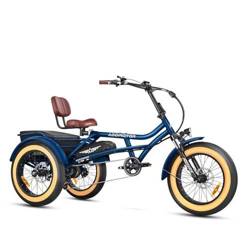 ADDMOTOR ARISETAN Electric Trike for Adults, 750W Rear Motor Electric Tricycle, 85MI 48V 20AH, 380lbs, 20'' Semi-Recumbent E-Trike, UL2849 3 Wheel Electric Bike, Parking Brake & Differential, Blue