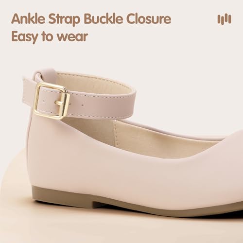Hehainom Girls Dress Shoes Wedding Party School Ankle Strap Ballet Flats Shoes Little Big Kids Flower Girl Shoes4