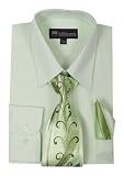 Milano Moda Dress Shirt With Matching Tie& Handkie SG21-Lime-17-17 1/2-36-37