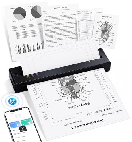 TATTMUSE Portable Printers Wireless for Travel, Inkless Thermal Printer Small Bluetooth for Home Use, Support 8.5" X 11" US Letter Size, Compatible with iPhone Laptop