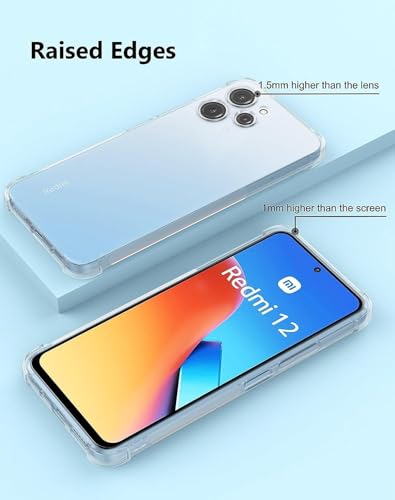 Image of BOXXO Flexible Back Cover for Mi Redmi 12 4G | Back Cover Transparent Clear Shockproof Case Four Corner Protection | Slim Protective Mobile Phone Cover for Mi Redmi 12 4G