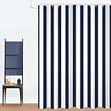 GCIREC Duschvorhang, 180x180cm, Navy & Weiß Moderner Minimalismus Vertikale Streifen Wasserdichter Stoff Maschinenwaschbarer Badezimmervorhang mit Haken