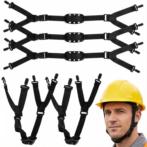 6PCS Black Hard Hat Chin Strap,Adjustable Elastic Helmet Str