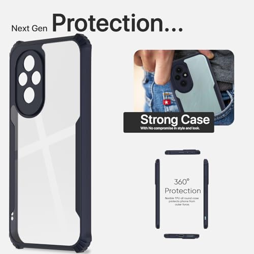 Image of Pikkme Crystal Clear Transparent Back Cover | Ultra Hyrbid | Full Camera Protection | Raised Edge | Bumper Case for Honor 200 5G (Blue)