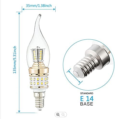 ZYUJIA E14 LED Candle Bulbs 10W Small Screw Candelabra LED Light Bulbs Not Dimmable Cool White 6000K Chandelier Bulbs(Equivalent to 90W) 3 Packs - Image 4