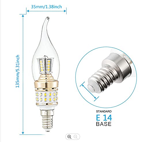 ZYUJIA E14 LED Candle Bulbs 10W Small Screw Candelabra LED Light Bulbs Not Dimmable Cool White 6000K Chandelier Bulbs(Equivalent to 90W) 6 Packs - Image 3