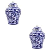 Alipis 2 Piezas Frasco de Cerámico Vintage Tapa para Almacenamiento de y Dulces Cocina Contenedor Multifuncional de Porcelana Decorativa