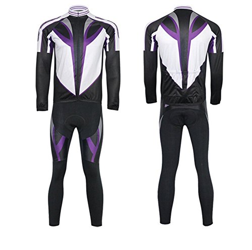 Xinzechen Conjunto de calça de ciclismo unissex manga comprida e 3D acolchoado Top Speed Roxo Tamanh