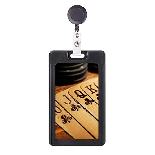Étui rétractable pour badge Old Poker Chip avec porte-photo intégré pour employés