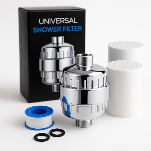 Filtro Agua Ducha 36 Etapas Viuxil Purificador de Agua con 2 Cartuchos Reemplazables Alta Presión, Fácil Instalación y Diseño Cromado Mini descalcificador de agua domestico y Filtro Ducha Antical