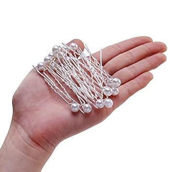 Rapid Womens Beautiful Pearl Bridal Hair Juda Pins (White) - Pack of 12 Pieces