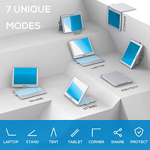 Image of typecase Touch Case with Keyboard for iPad 9th Generation (10.2 inch, 2021), Multi-Touch Trackpad, 10 Color Backlight, 360, Thin & Light - iPad 8th Gen (2020), 7th Gen (2019), Air 3, Pro 10.5 (Silver)