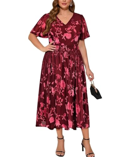 Image of TIYOMI Plus Size Velvet Dress for Women Formal Cocktail Satin Dresses for Wedding Guest XL-5XL (14W-28W)