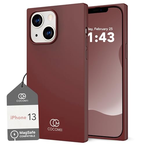 Coque carrée pour iPhone 13 rouge profond Cocomii en silicone
