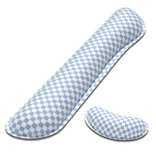 Dapesuom Enlarge Keyboard Wrist Rest Set, Memory Foam, Non-Slip, Blue Grey