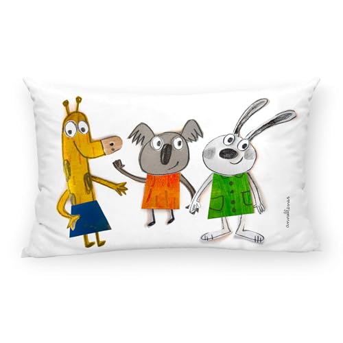 Housse de coussin coton 30x50 cm Amics Anna Llenas taie lit enfant