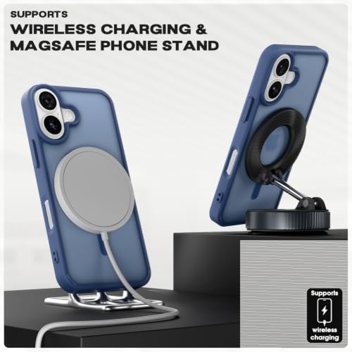 Image of Pikkme Back Cover for iPhone 16 | Mag-Safe Compatible | Smoke Frosted Transparent Matte Finish | Hard PC + Soft TPU | Shockproof | Raised Camera Protection Bumper Case (Blue Smoke Mag-Safe)