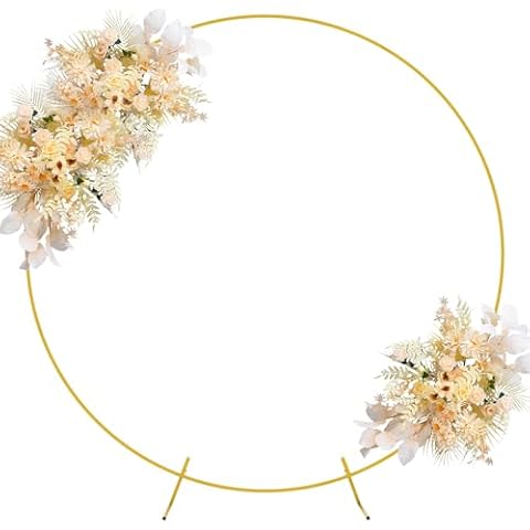 Wokceer 7.2FT Wedding Arch Metal Round Backdrop Stand Circle Wedding Balloon Arch Frame Stand for Bridal Shower Anniversary Ceremony Birthday Party Candy Tables Celebration Cover