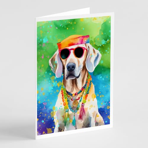 Caroline's Treasures DAC2565GCA7P Weimaraner Hippie Dawg Greeting Cards Pack of 8 Blank Cards with Envelopes Whimsical A7 Size 5x7 Blank Note Cards