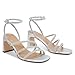 CosyFever Womens Rhinestone Heels, Square Toe Ankle Strap Block Heel Dress Shoes for Wedding & Party