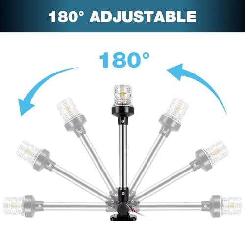 SETYPARY 18 Inches Anchor Light Boat Stern Light Waterproof IP67, White Fold Down Marine Navigation Lights for Boats LED for Pontoon, Jon Boat and Bass Boats (12-24V) by SETYPARY - Image 9