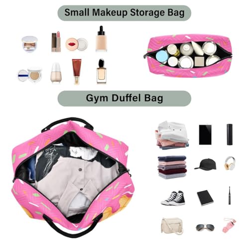 3d Hipster Stylish Ice Cream Travel Duffle Bag Gym Bag Weekender Bags with Toiletry Bag Travel Trip Tote Bag4