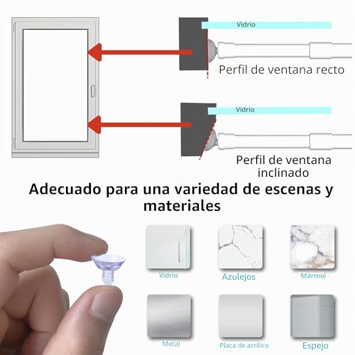 Miniatura 4 de Barras De Tensión Extensibles Para Cortinas, Sin Taladro, Para Estanterías Y Ventanas De Cocina, 8 Mm De Diámetro, 45-59 Cm