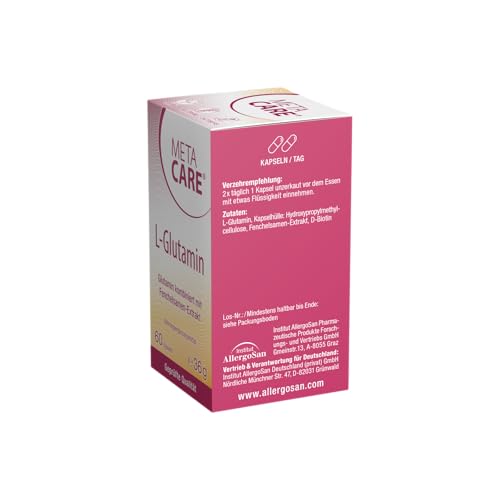 Glutamin Kapseln Meta Care L-Glutamin vegan und hochdosiert, 60 Kapseln
