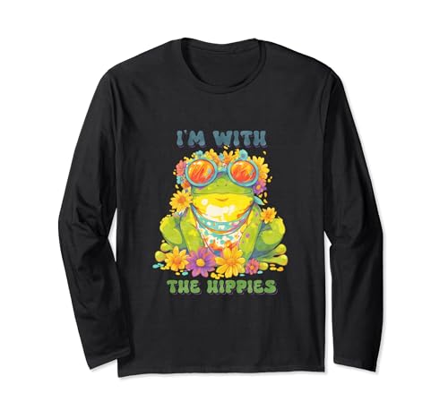 I'm With the Hippies – Divertente e Groovy Frog Design Maglia a Manica