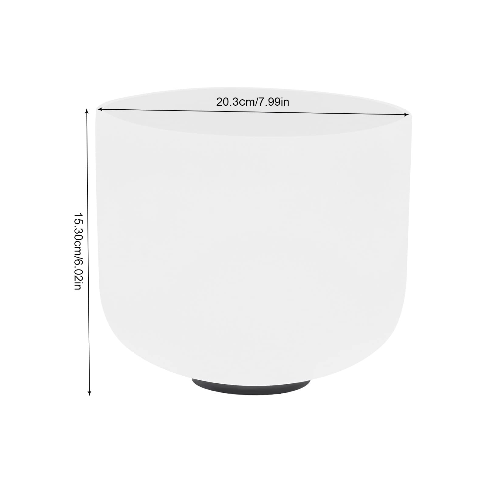 Singing Bowls 432hz F Note 8-Inch Heart Chakra Frosted Quartz Crystal Singing Bowl with Mallet and O-ring for Sound Healing, Meditation, Yoga, and Sound Baths