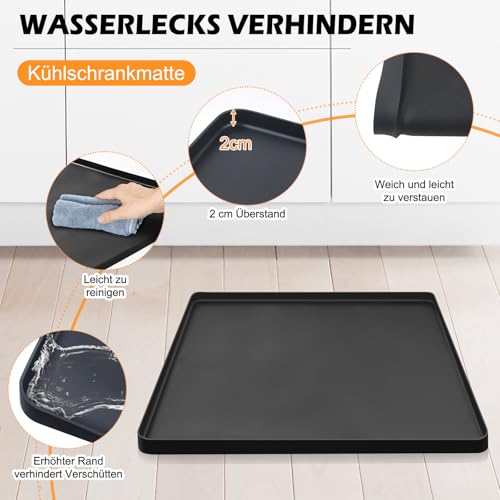 YedZen Tropfschale, 60x60cm Silikon Bodenmatte für Kühlschrank, Kühlschrankmatte mit 2cm Erhöhtemfür Rand Verhindert Wasserlecks ＆Bodenschutz, Abtropfschale für Trockner, Waschmaschine, Weinschrank
