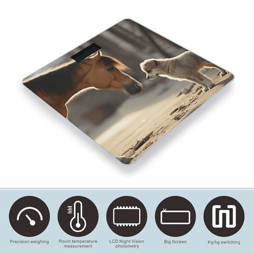 Báscula digital de baño con diseño perro y caballo miniatura 3