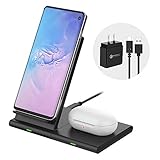 REFLYING Wireless Charger Duo 2 in 1 Qi-Certified Magnetic Fast Charging Stand & Pad Compatible for iPhone Xs Max/XR/X,Samsung Galaxy S10/S10+/S10e,Galaxy Watch 42&46mm/Active,Galaxy Buds,AirPods