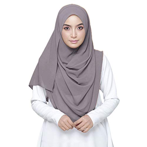 Image of LMVERNA Solid Color Bubble Chiffon Scarf for Women Fashion Soft Hijab Long Scarf Wrap Scarves